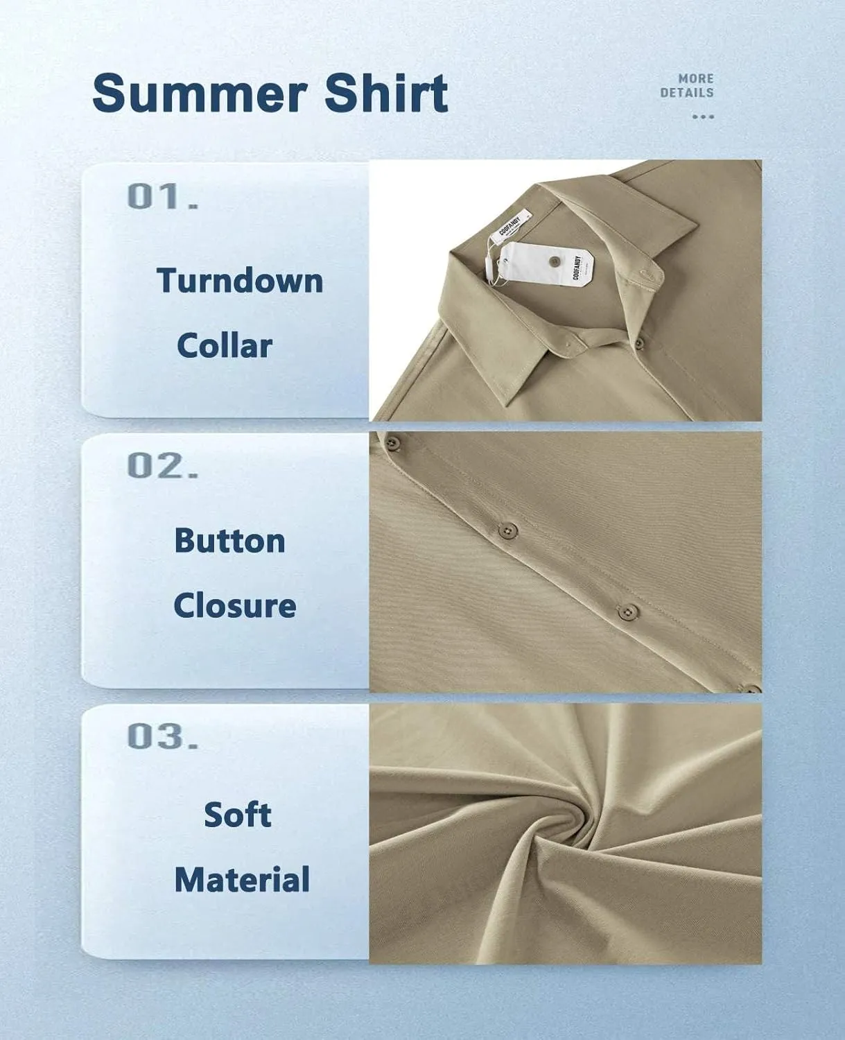 COOFANDY Mens Casual Short Sleeve Button Down Shirts Summer Untucked Wrinkle Free Shirts