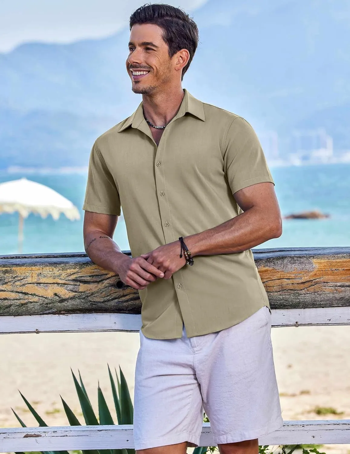 COOFANDY Mens Casual Short Sleeve Button Down Shirts Summer Untucked Wrinkle Free Shirts