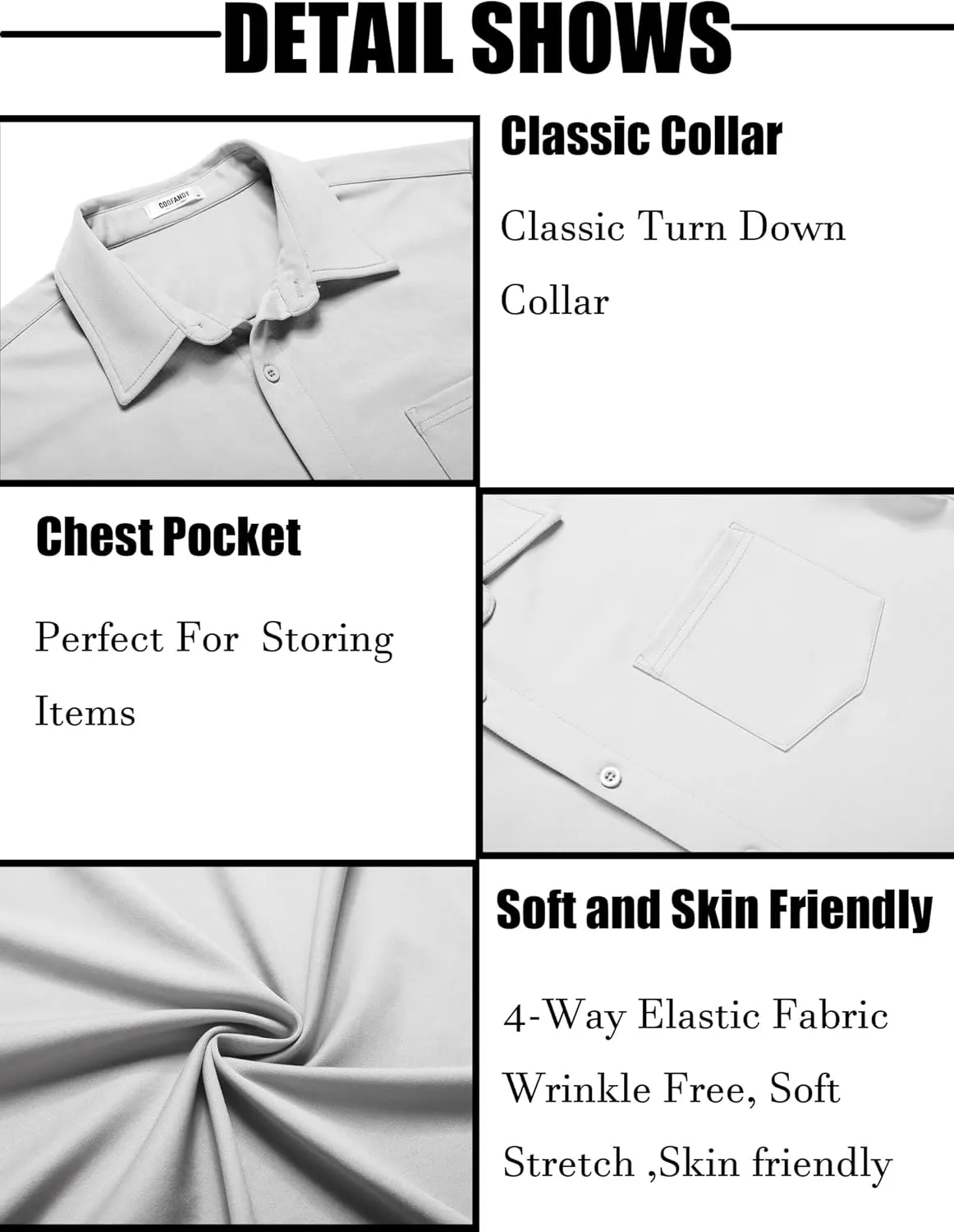COOFANDY Men's Casual Wrinkle Free Shirts Button Down Short Sleeve Summer Shirts