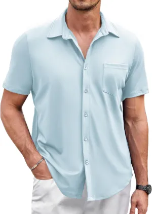 COOFANDY Men's Casual Wrinkle Free Shirts Button Down Short Sleeve Summer Shirts