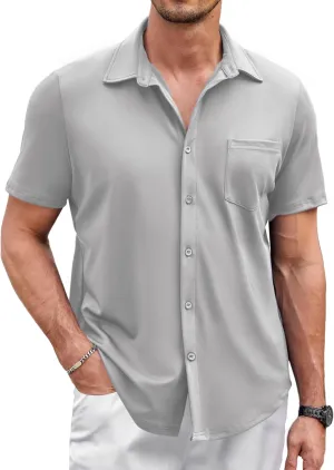 COOFANDY Men's Casual Wrinkle Free Shirts Button Down Short Sleeve Summer Shirts