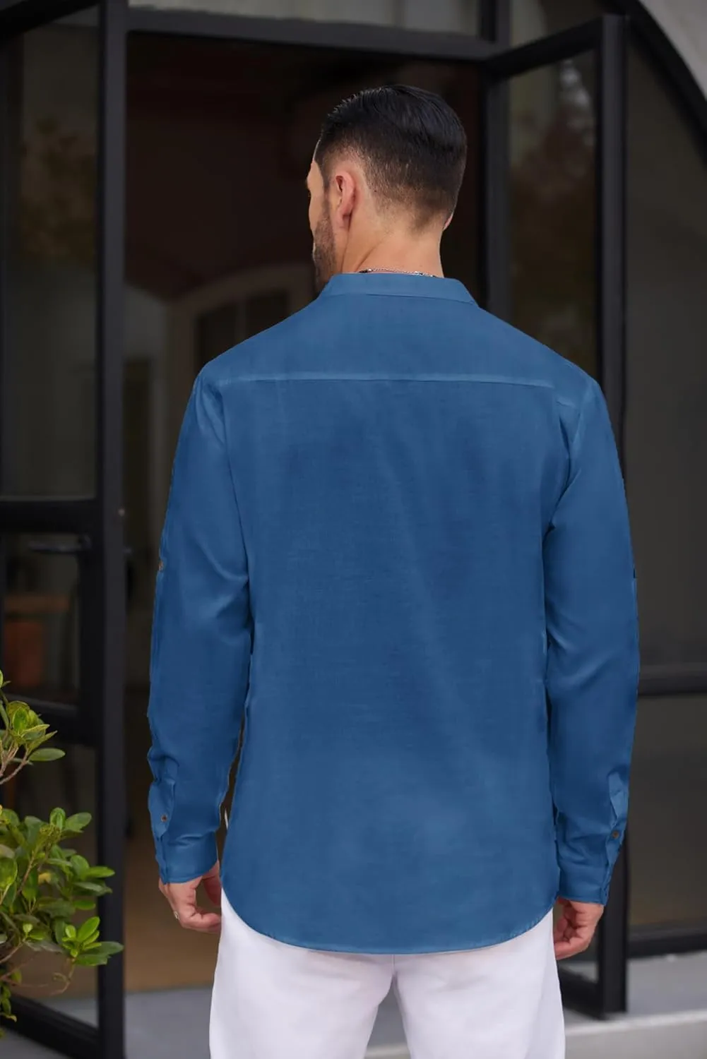 COOFANDY Men's Cotton Linen Henley Shirt Casual Beach Hippie Shirts Long Sleeve T-Shirts