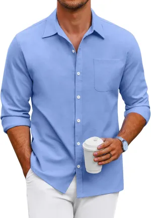 COOFANDY Men's Oxford Shirt Long Sleeve Casual Button Down Shirts Regular Fit Dress Shirts