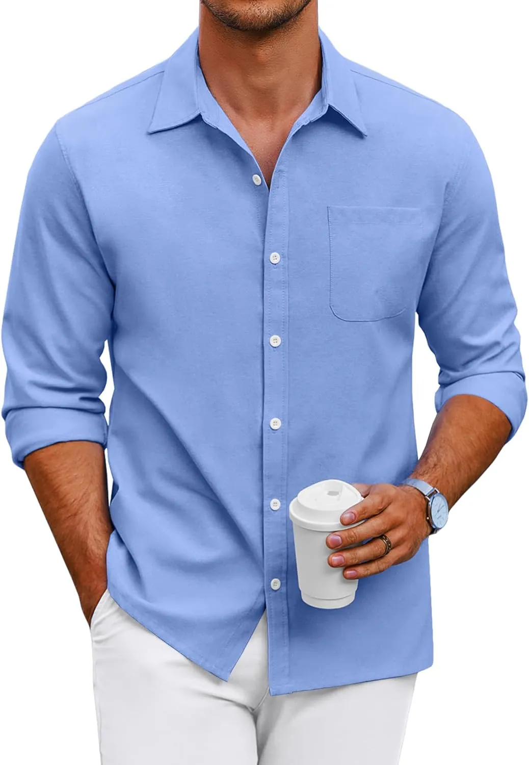 COOFANDY Men's Oxford Shirt Long Sleeve Casual Button Down Shirts Regular Fit Dress Shirts