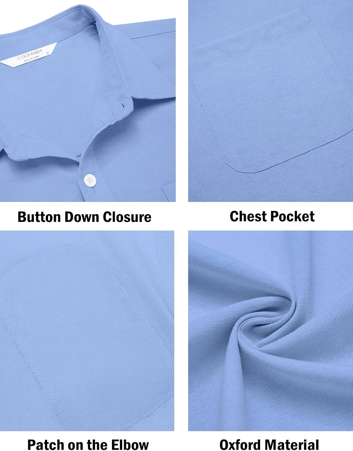 COOFANDY Men's Oxford Shirt Long Sleeve Casual Button Down Shirts Regular Fit Dress Shirts
