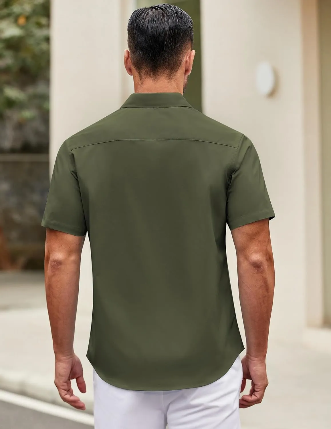 COOFANDY Mens Short Sleeve Casual Button Down Shirts Summer Untucked Dress Shirts with Pocket