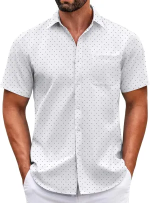COOFANDY Mens Short Sleeve Casual Button Down Shirts Summer Untucked Dress Shirts with Pocket