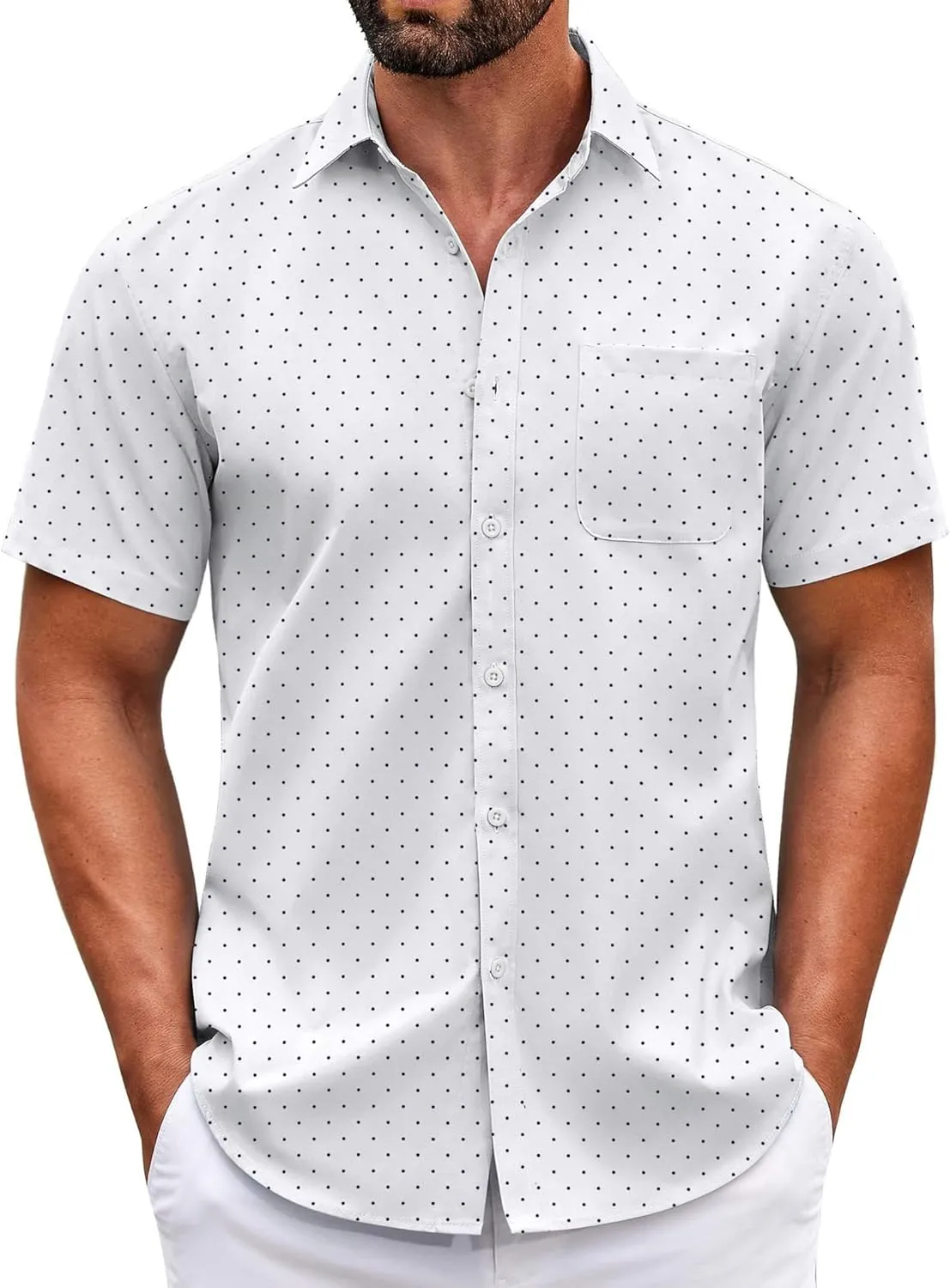 COOFANDY Mens Short Sleeve Casual Button Down Shirts Summer Untucked Dress Shirts with Pocket