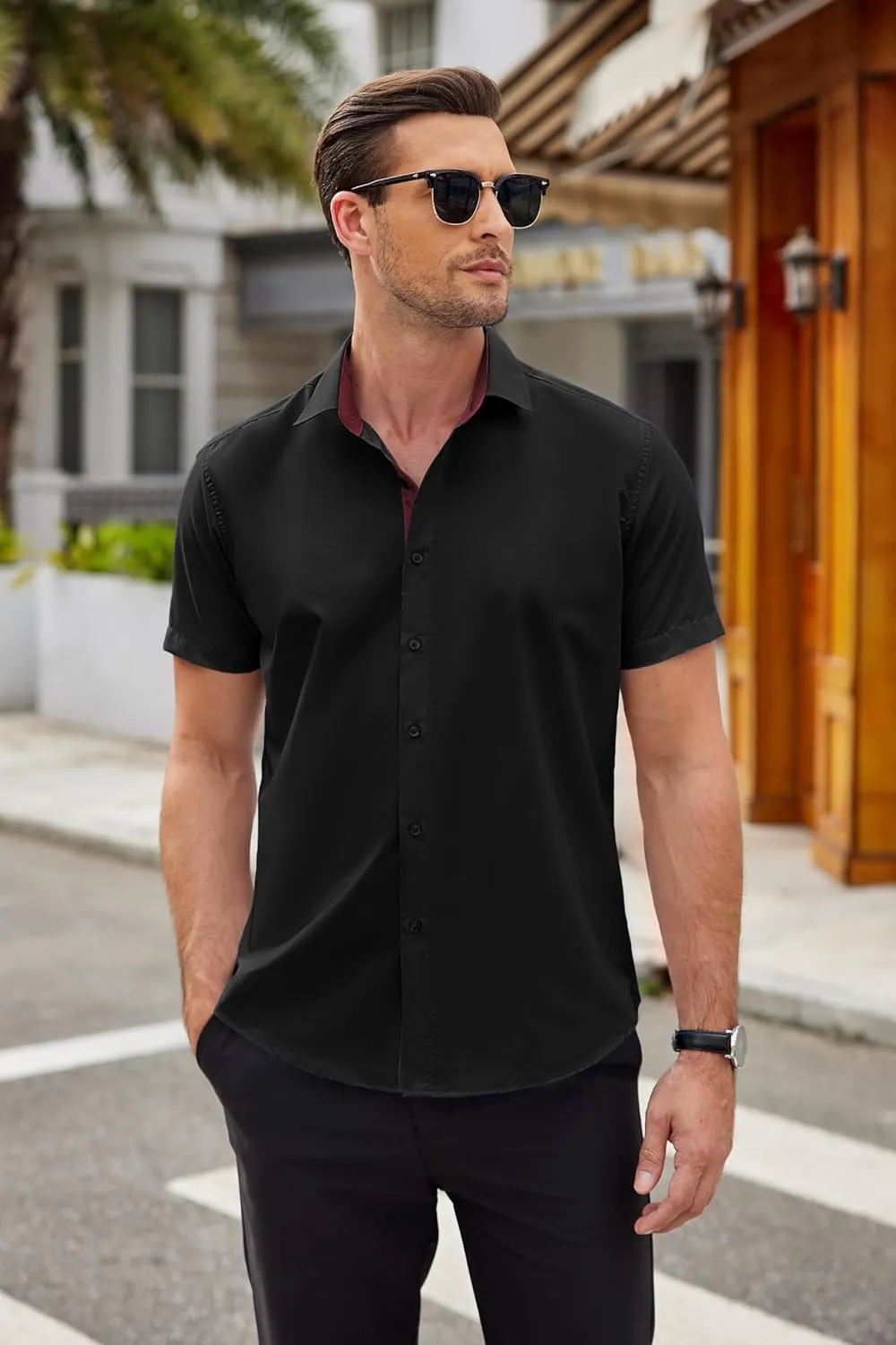 COOFANDY Men's Wrinkle Free Business Dress Shirts Short Sleeve Button Down Shirts