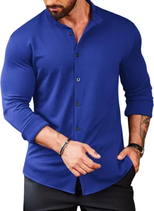 COOFANDY Mens's Long Sleeve Button Up Shirts Athletic Fitted Dress Shirts Silm Fit
