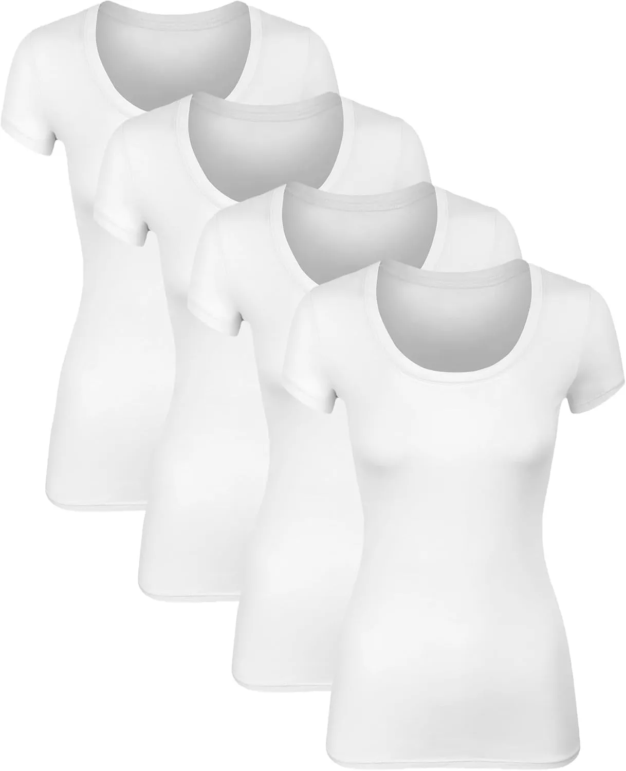 Cotton Tshirts for Women Short Sleeve Tshirt Basic Tees Plain T Shirt Womens Casual Tops Tee Undershirt Pack 1-4