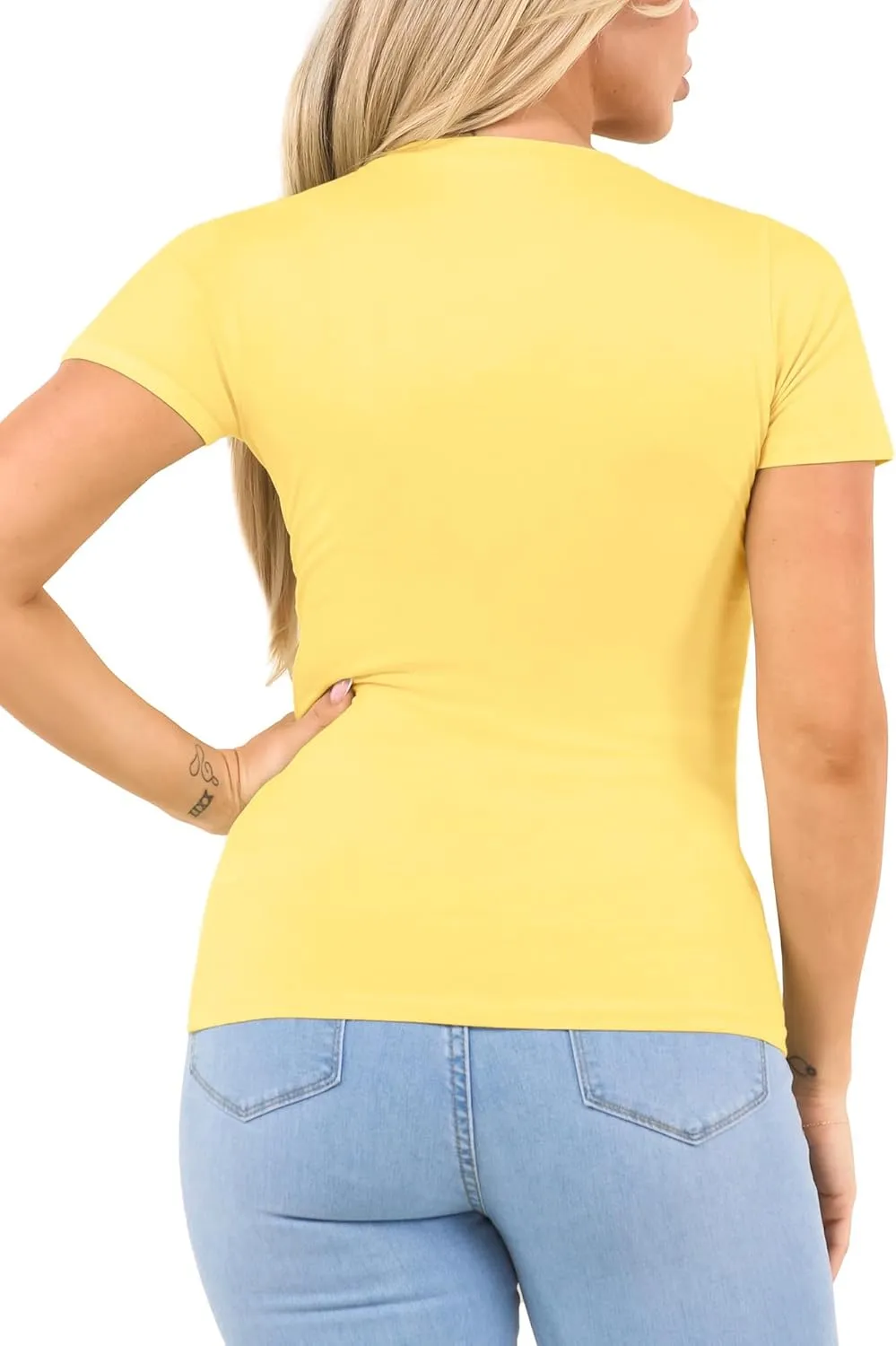 Cotton Tshirts for Women Short Sleeve Tshirt Basic Tees Plain T Shirt Womens Casual Tops Tee Undershirt Pack 1-4
