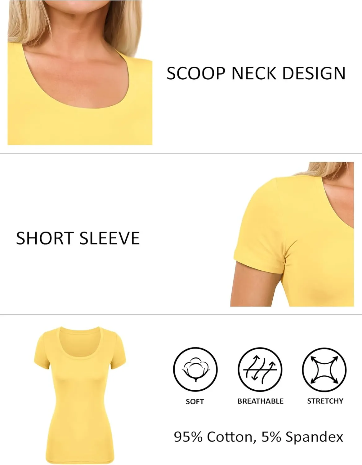 Cotton Tshirts for Women Short Sleeve Tshirt Basic Tees Plain T Shirt Womens Casual Tops Tee Undershirt Pack 1-4
