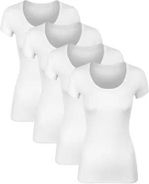 Cotton Tshirts for Women Short Sleeve Tshirt Basic Tees Plain T Shirt Womens Casual Tops Tee Undershirt Pack 1-4