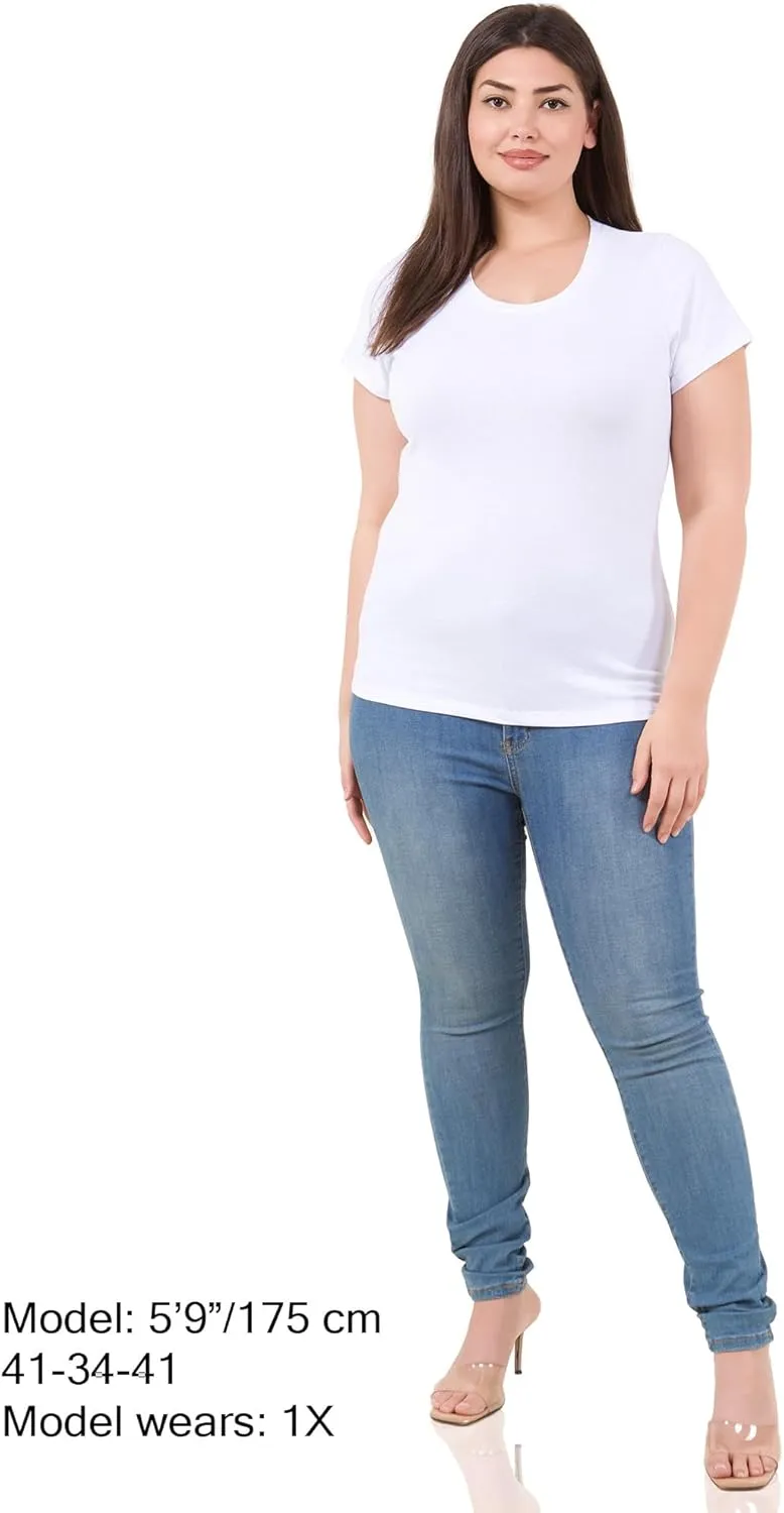 Cotton Tshirts for Women Short Sleeve Tshirt Basic Tees Plain T Shirt Womens Casual Tops Tee Undershirt Pack 1-4