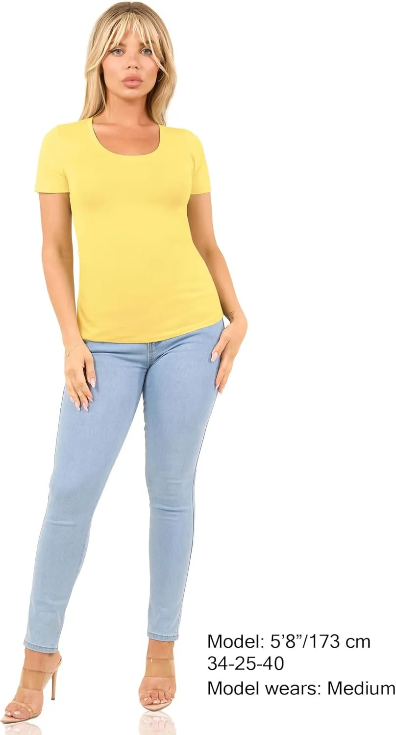 Cotton Tshirts for Women Short Sleeve Tshirt Basic Tees Plain T Shirt Womens Casual Tops Tee Undershirt Pack 1-4