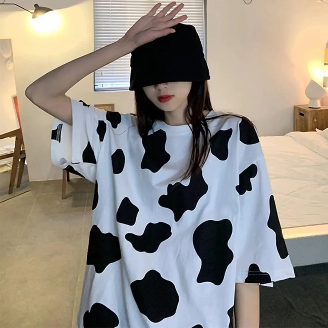 Cow Print Shirts for Women Short Sleeve T Shirt M/L/XL/XXL for 44-60kg