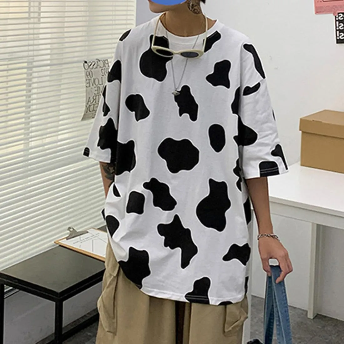 Cow Print Shirts for Women Short Sleeve T Shirt M/L/XL/XXL for 44-60kg