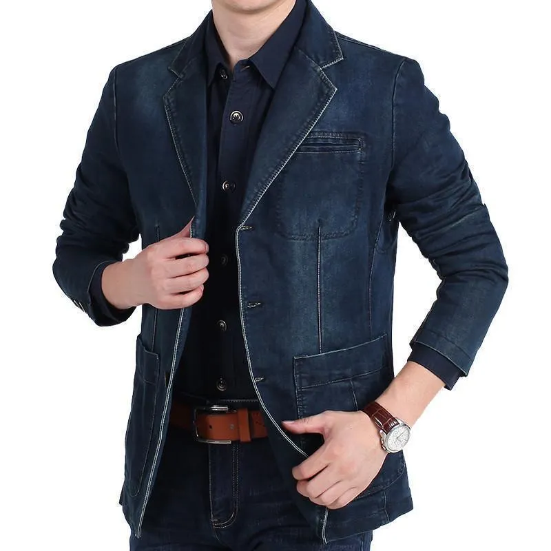 Cowboy Denim Jeans Blazer For Men