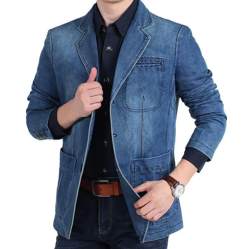 Cowboy Denim Jeans Blazer For Men