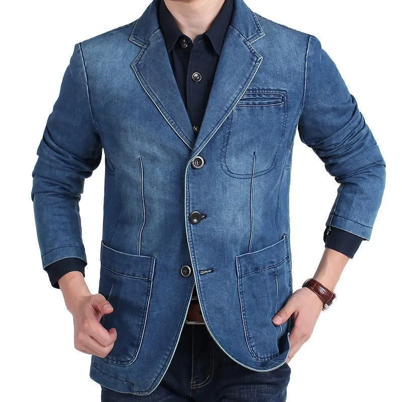 Cowboy Denim Jeans Blazer For Men