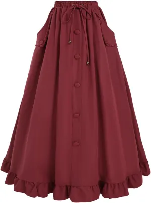 CR ROLECOS Womens Renaissance Skirt Victorian High Waist Peasant Double Layers Long Skirt