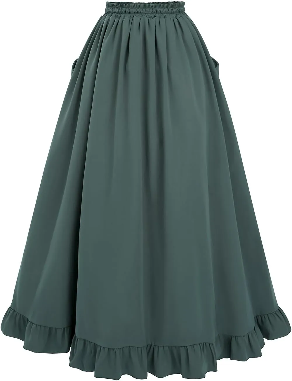 CR ROLECOS Womens Renaissance Skirt Victorian High Waist Peasant Double Layers Long Skirt