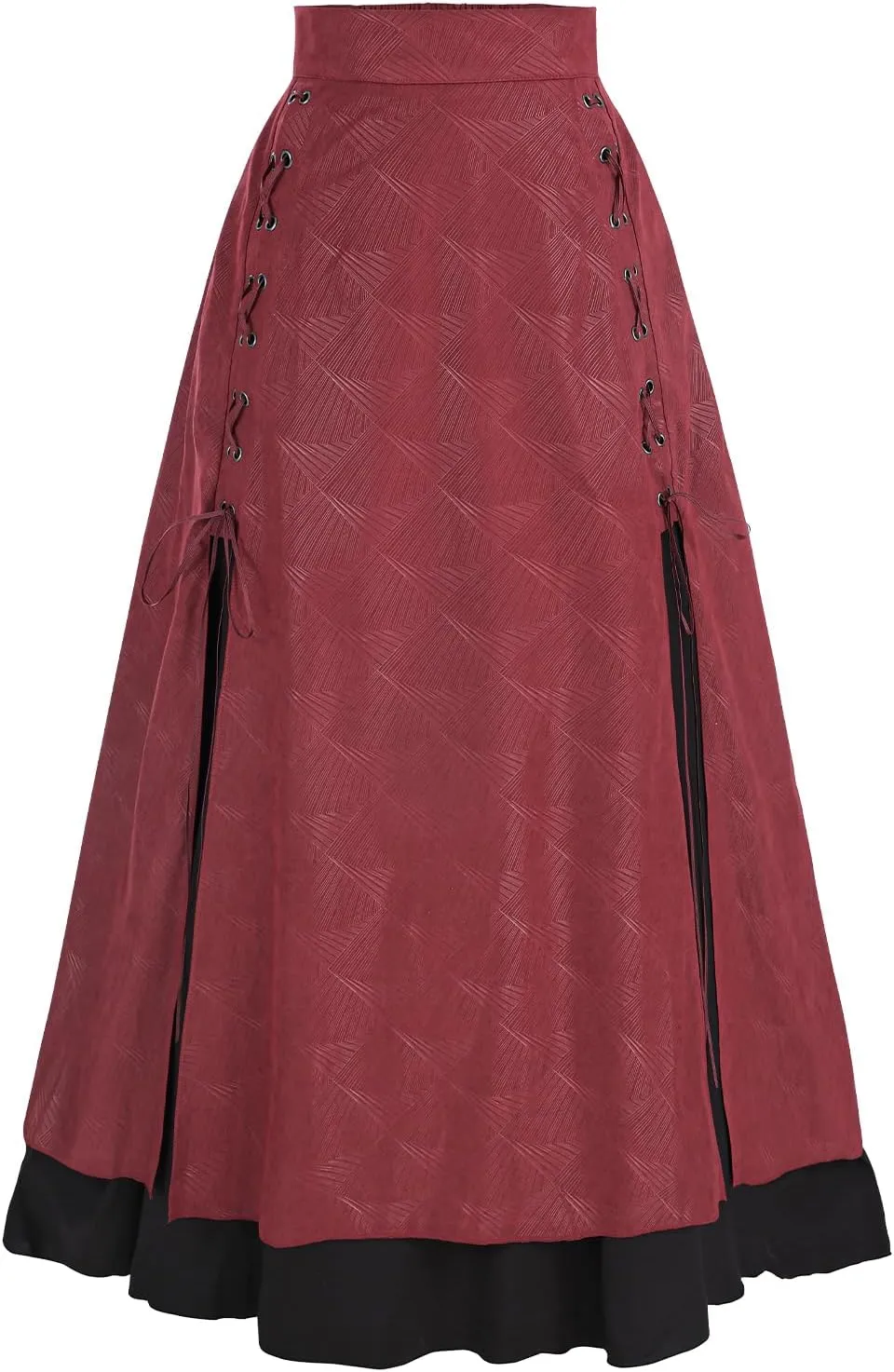 CR ROLECOS Womens Renaissance Skirt Victorian High Waist Peasant Double Layers Long Skirt