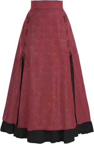 CR ROLECOS Womens Renaissance Skirt Victorian High Waist Peasant Double Layers Long Skirt