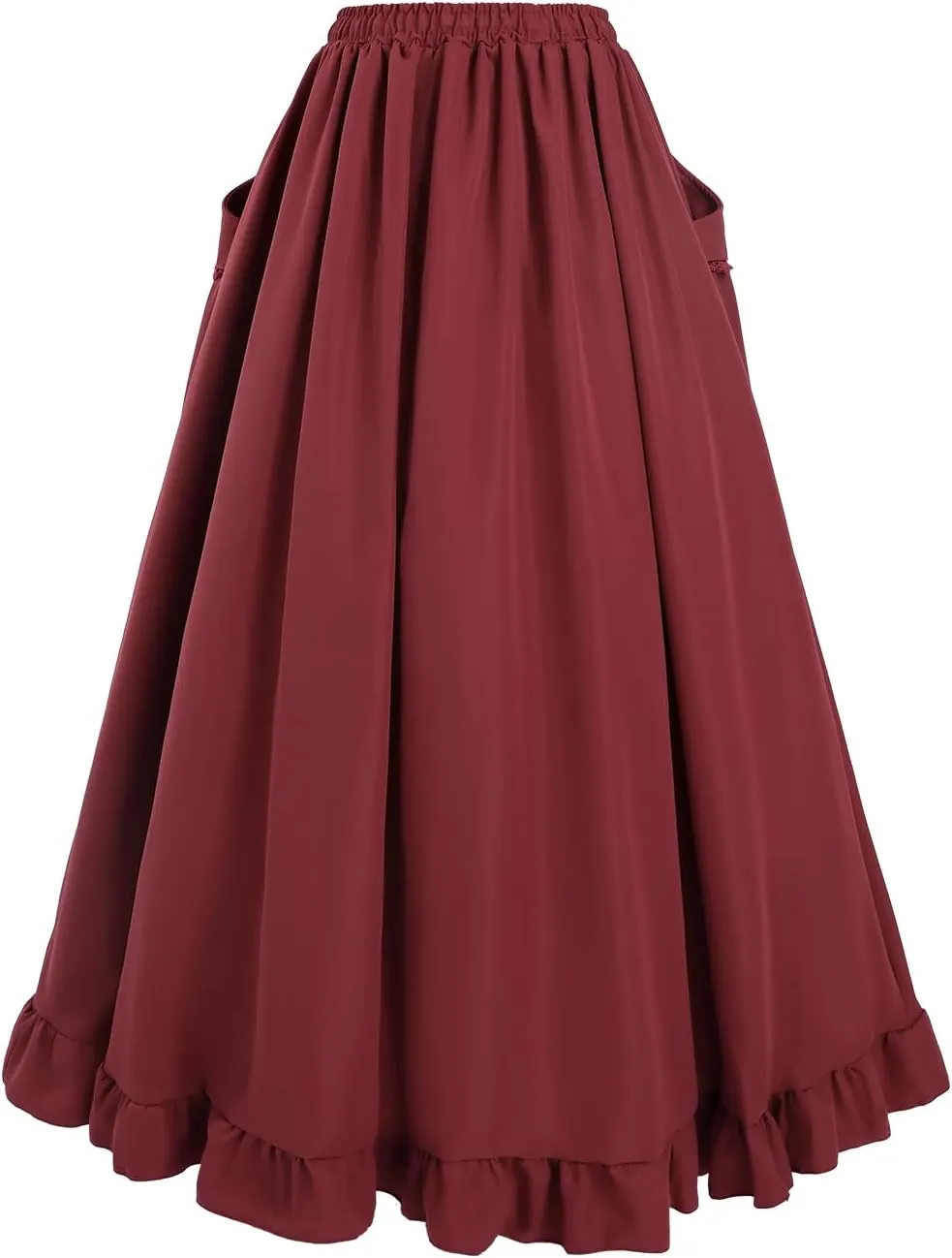 CR ROLECOS Womens Renaissance Skirt Victorian High Waist Peasant Double Layers Long Skirt