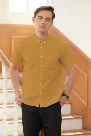 Cromoncent Men's Short-Sleeve Cotton Oxford Shirt