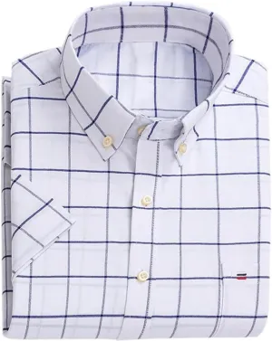 Cromoncent Men's Short-Sleeve Cotton Oxford Shirt