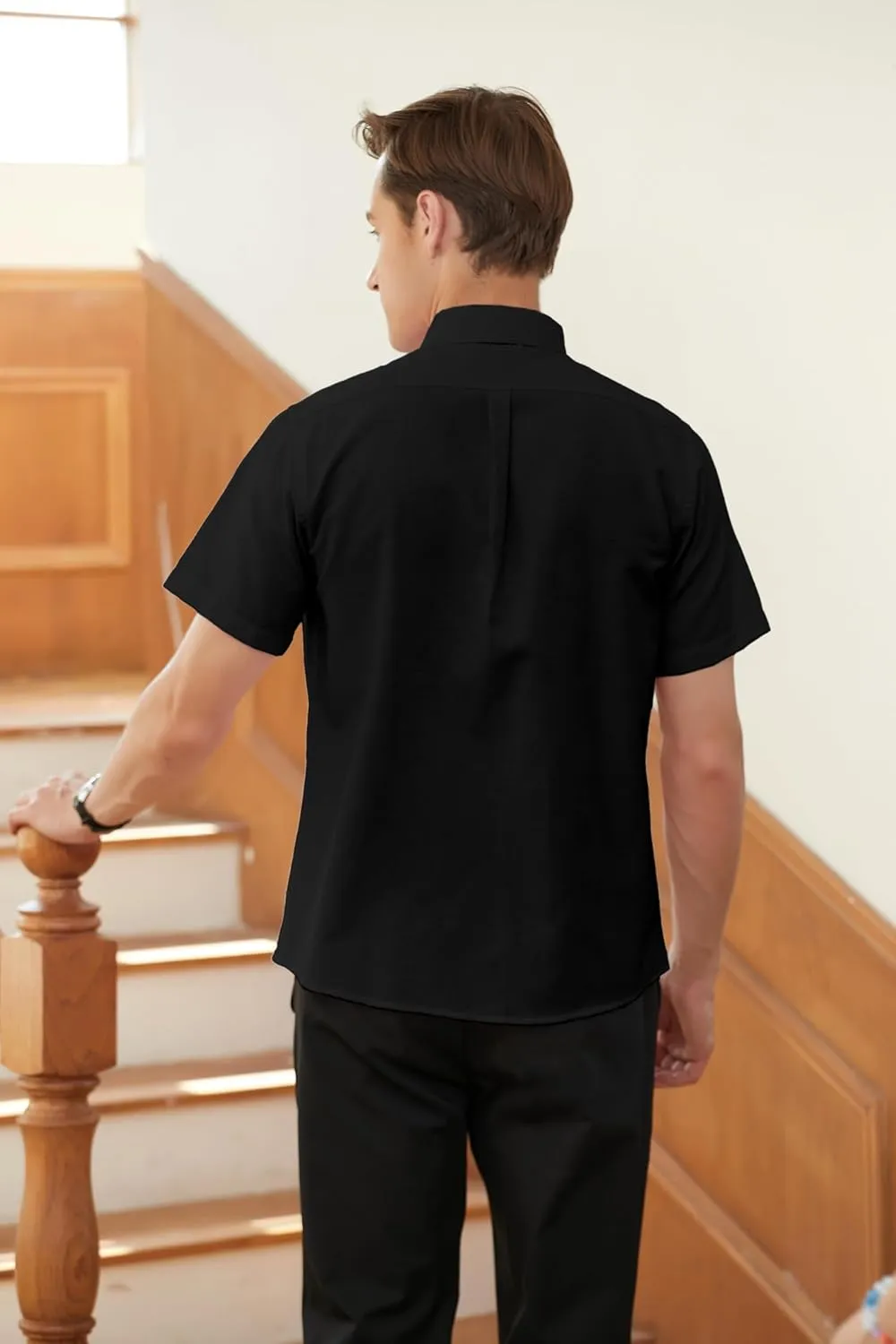 Cromoncent Men's Short-Sleeve Cotton Oxford Shirt
