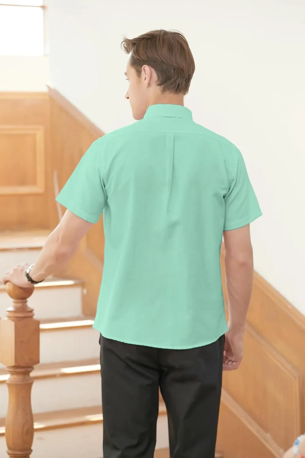 Cromoncent Men's Short-Sleeve Cotton Oxford Shirt