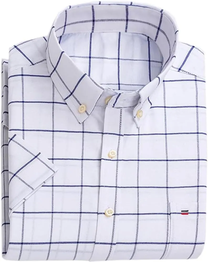 Cromoncent Men's Short-Sleeve Cotton Oxford Shirt