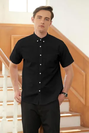 Cromoncent Men's Short-Sleeve Cotton Oxford Shirt