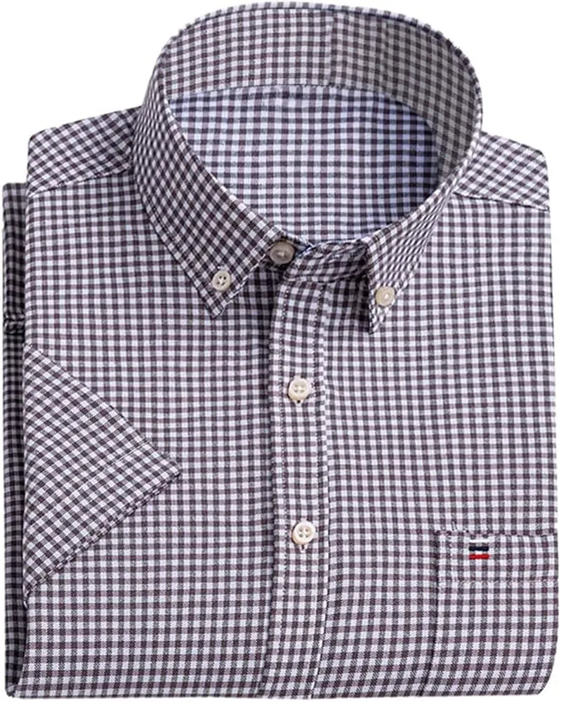 Cromoncent Men's Short-Sleeve Cotton Oxford Shirt