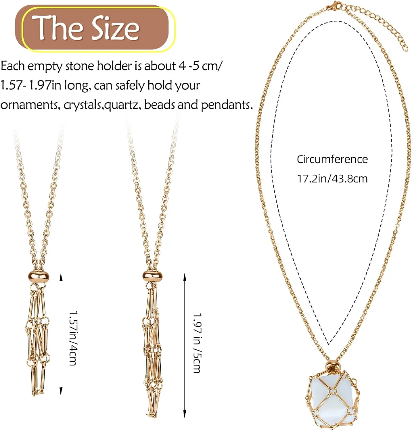 Crystal Stone Holder Necklace - Adjustable Brass Holder for Jewelry DIY