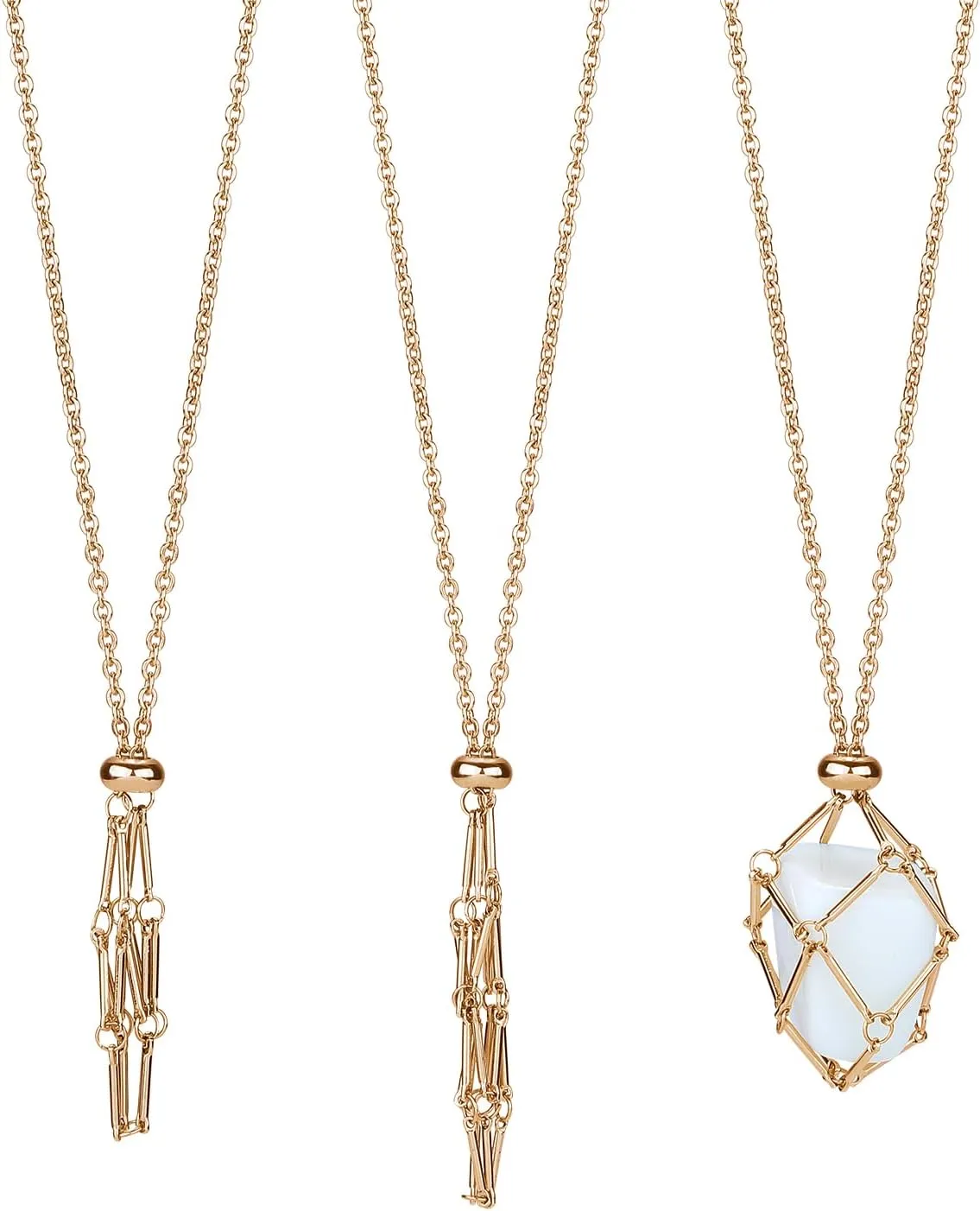 Crystal Stone Holder Necklace - Adjustable Brass Holder for Jewelry DIY