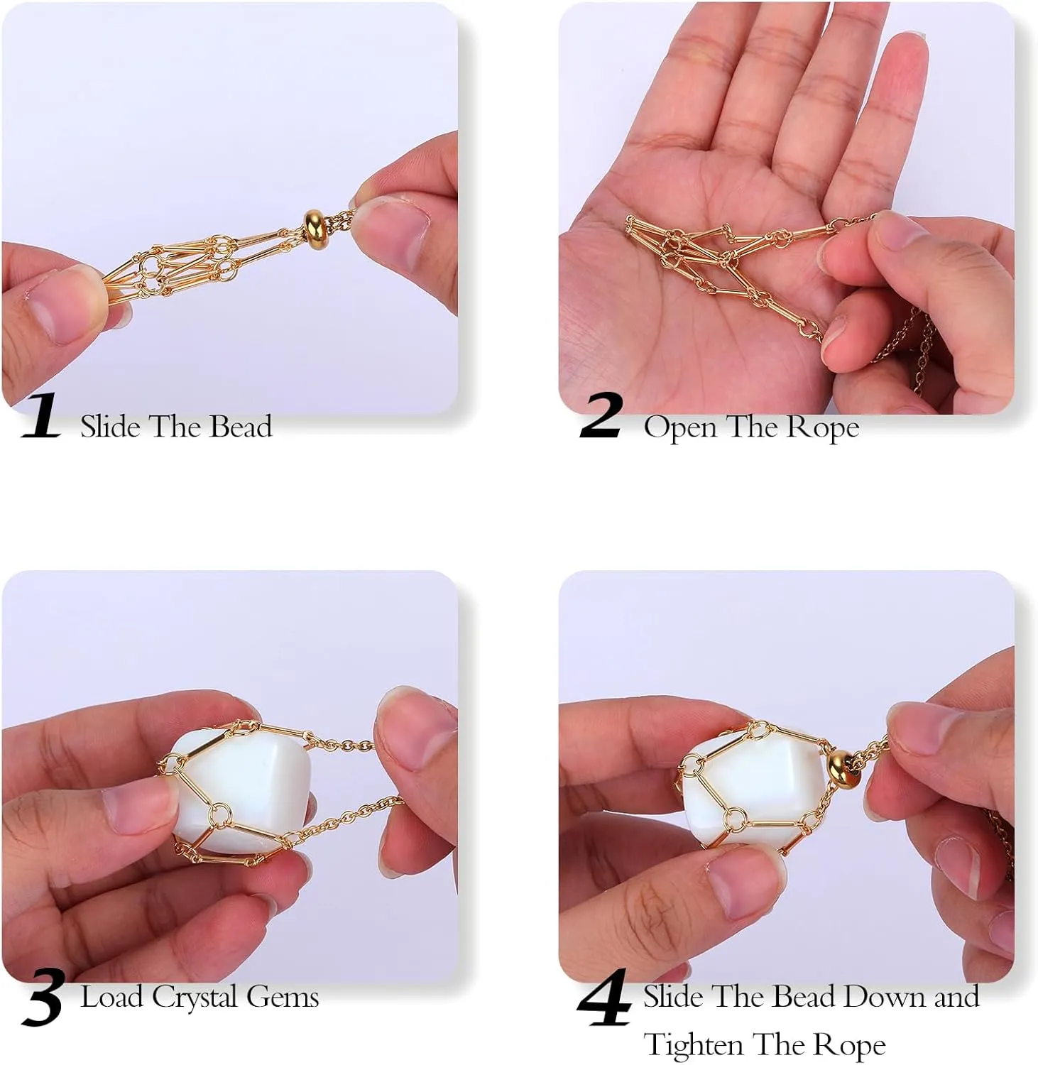 Crystal Stone Holder Necklace - Adjustable Brass Holder for Jewelry DIY