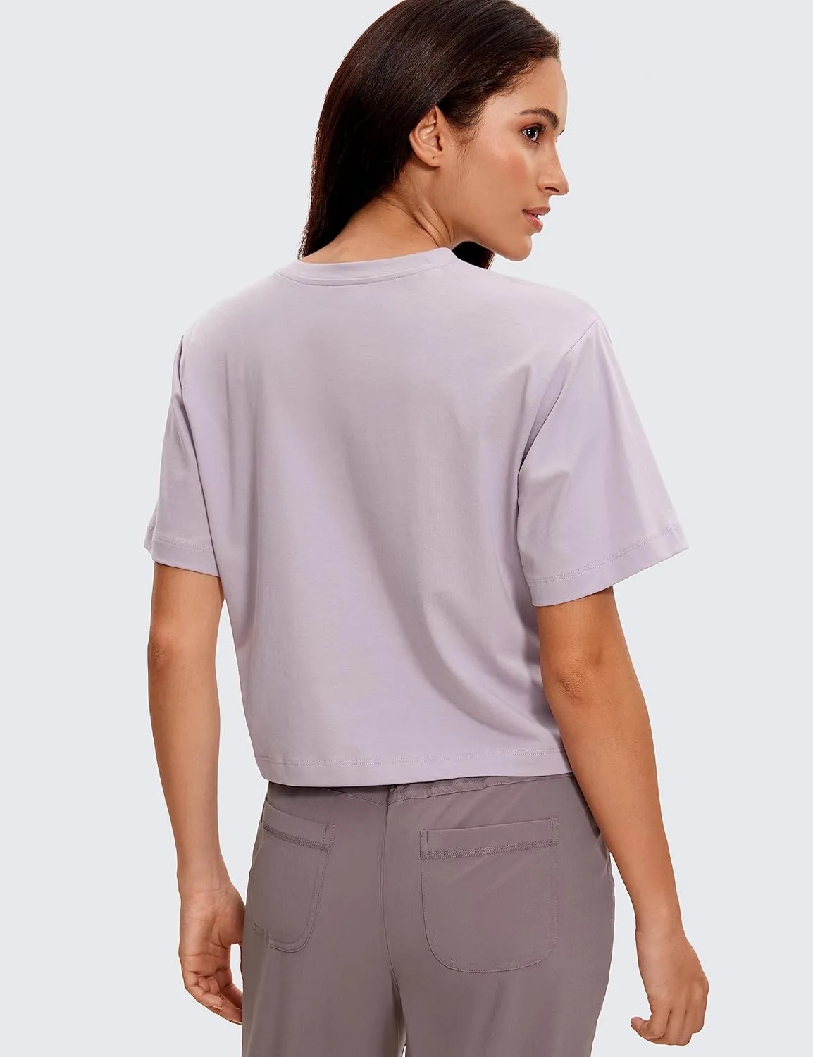 CRZ YOGA Womens Loose Fit Cotton Polyester Short Sleeve Shirts Crop Tops Casual Workout T-Shirts
