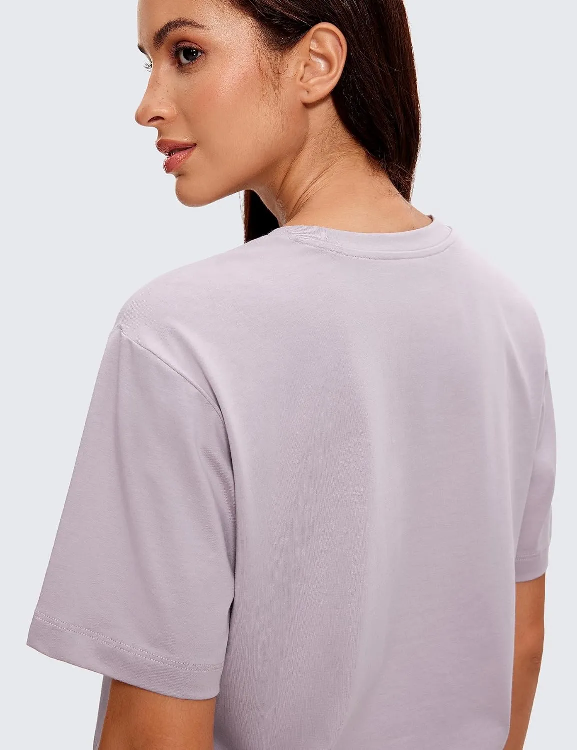CRZ YOGA Womens Loose Fit Cotton Polyester Short Sleeve Shirts Crop Tops Casual Workout T-Shirts