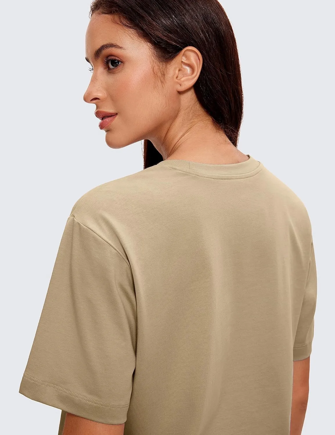 CRZ YOGA Womens Loose Fit Cotton Polyester Short Sleeve Shirts Crop Tops Casual Workout T-Shirts