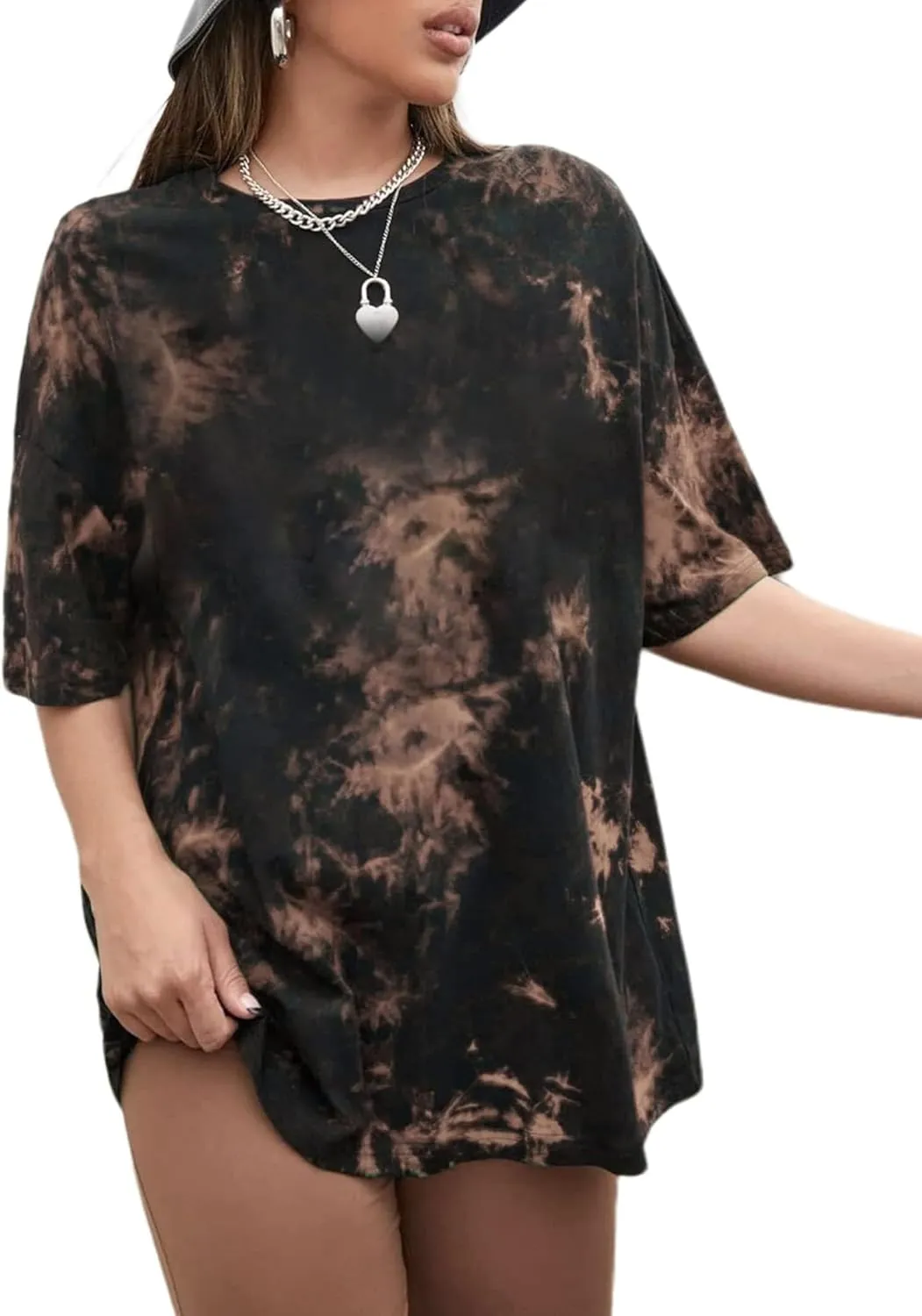 CSDAJIO Half Sleeve Loose Graphic Tees for Women Short Sleeve Oversized T Shirt Casual Baggy Workout Gym Top