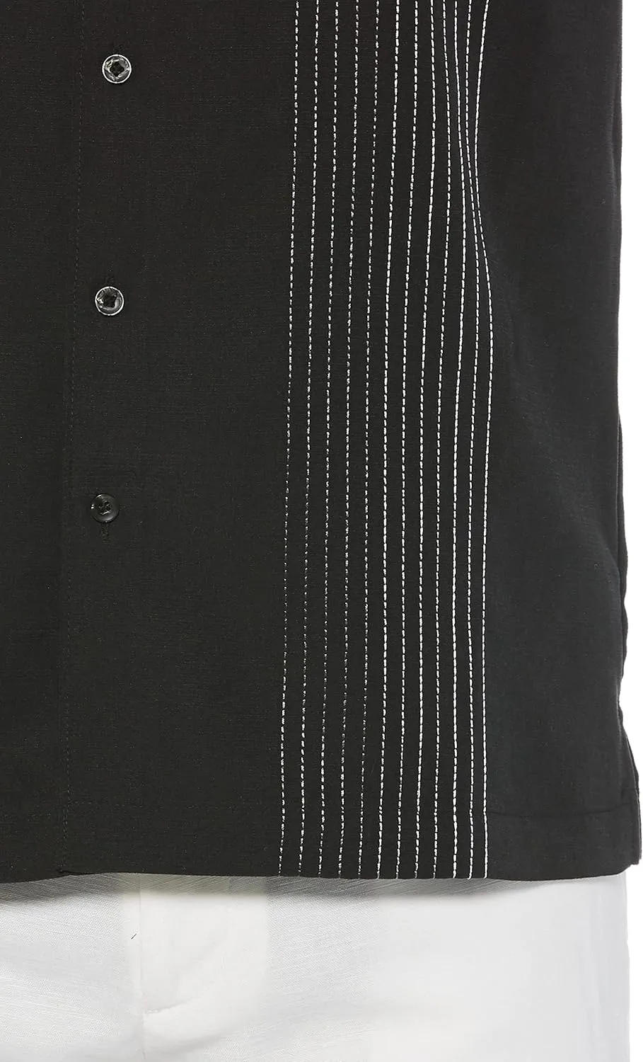 Cubavera Men's Striped Panel Dobby Short Sleeve Button-Down Shirt, Regular Fit, Point Collar, Soft Touch