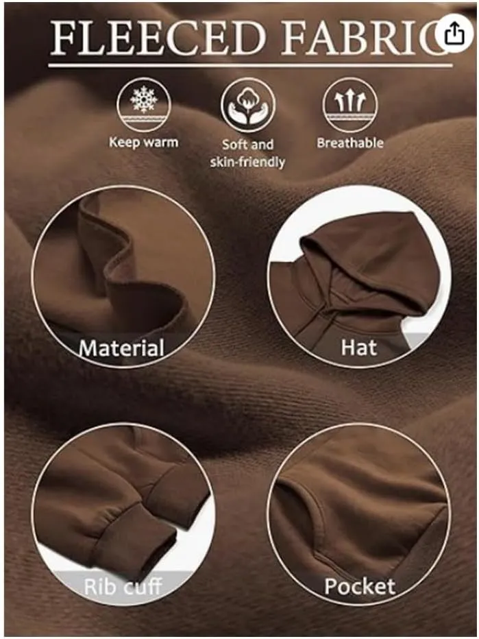 Cute Fall Soft Touch Crew Neck Sweatshirts, Fleece Pullover Tops, 2024 Fashion Women's Long Sleeve Cotton Hoodies