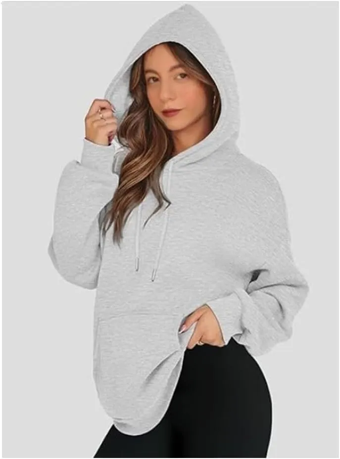 Cute Fall Soft Touch Crew Neck Sweatshirts, Fleece Pullover Tops, 2024 Fashion Women's Long Sleeve Cotton Hoodies