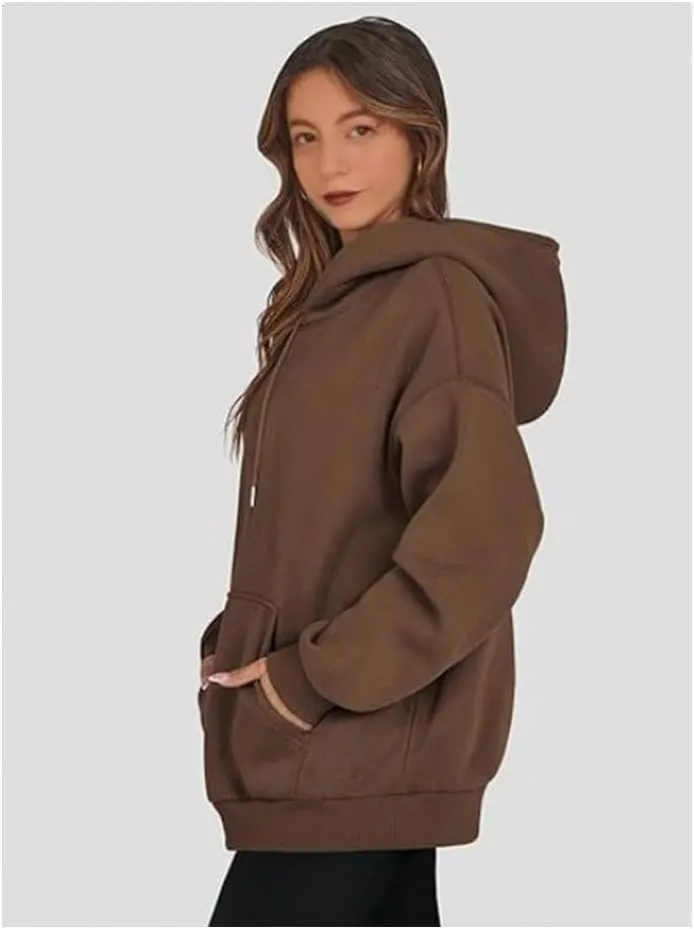 Cute Fall Soft Touch Crew Neck Sweatshirts, Fleece Pullover Tops, 2024 Fashion Women's Long Sleeve Cotton Hoodies
