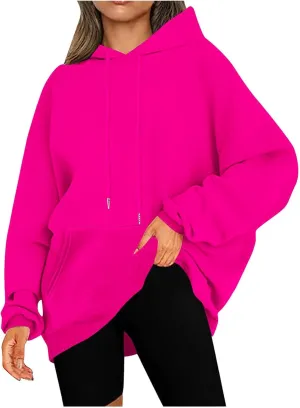 Cute Fall Soft Touch Crew Neck Sweatshirts, Fleece Pullover Tops, 2024 Fashion Women's Long Sleeve Cotton Hoodies