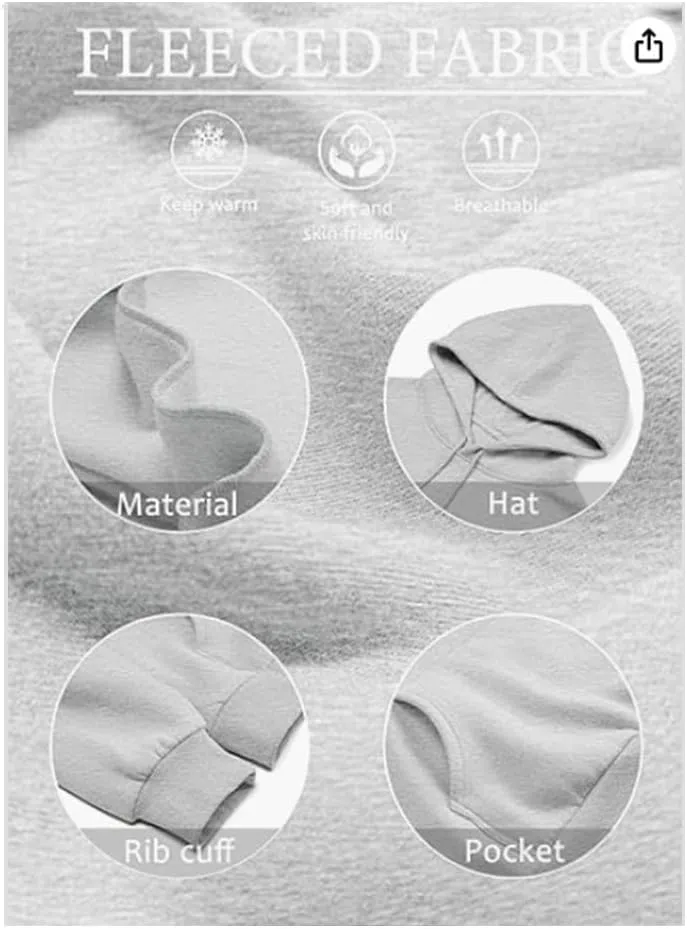 Cute Fall Soft Touch Crew Neck Sweatshirts, Fleece Pullover Tops, 2024 Fashion Women's Long Sleeve Cotton Hoodies